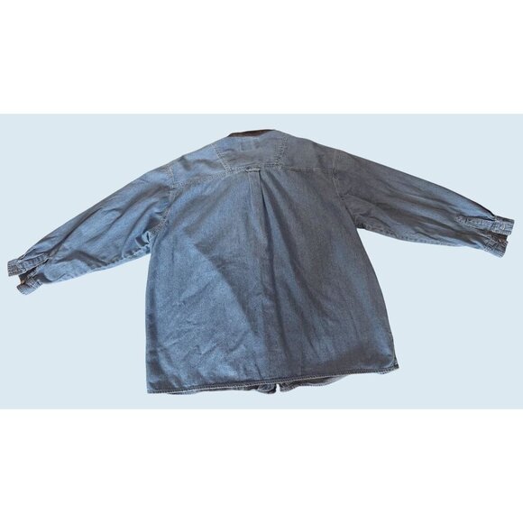Vintage DENIM & CO Full Zip Corduroy Collar Denim Shirt 90s / 00s Sz L - Picture 6 of 7